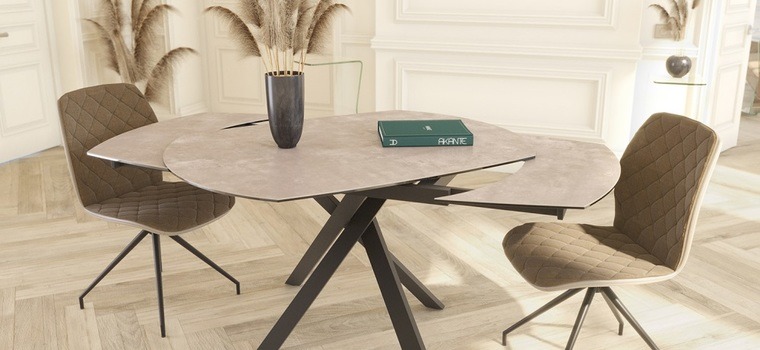 akante dining table kheops argile ceramics black lacquered steel dt081ar draaisysteem