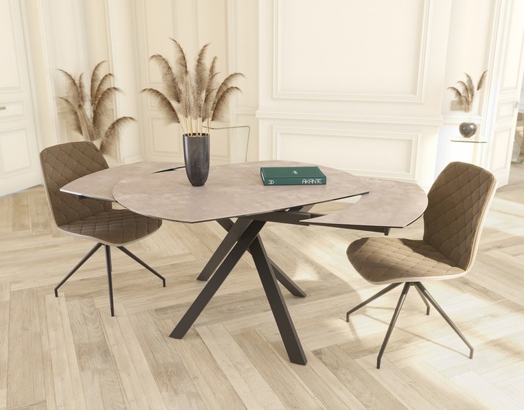 akante dining table kheops argile ceramics black lacquered steel dt081ar draaisysteem